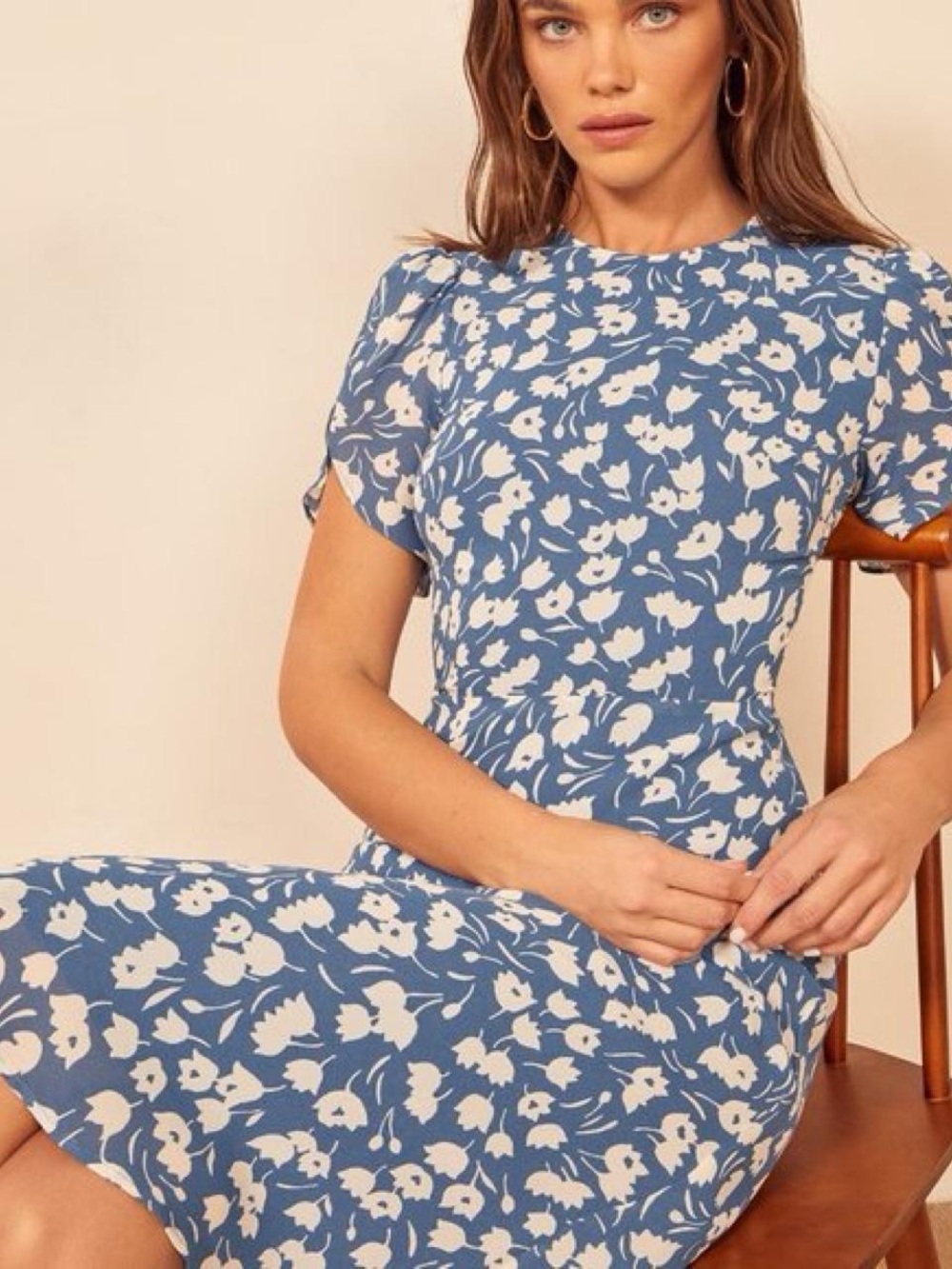 Reformation Blue & White Floral Midi Dress